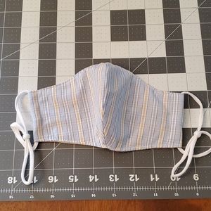 Blue Plaid Cotton Face Mask with Pocket